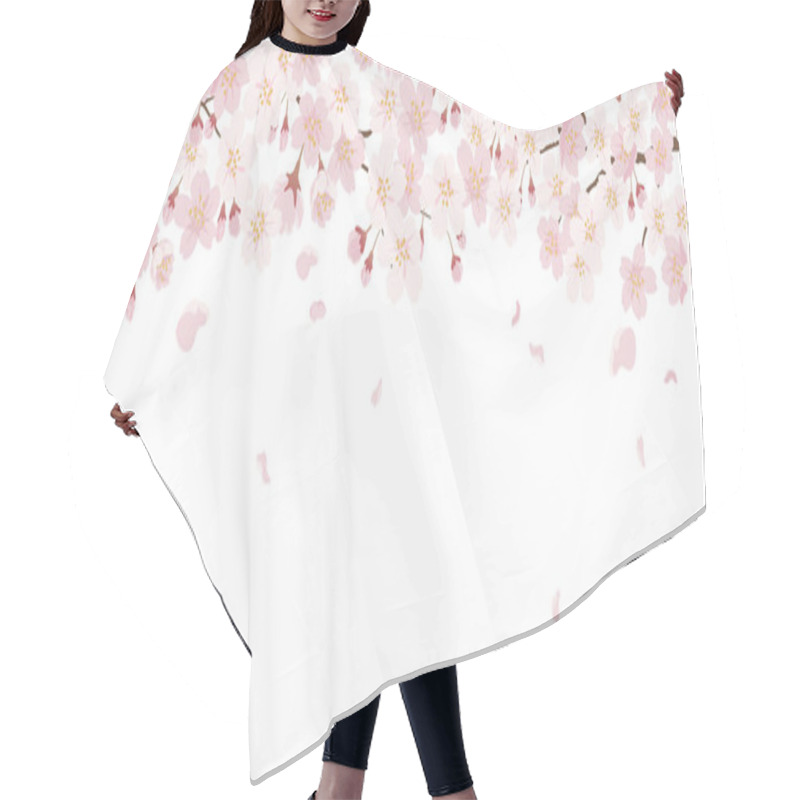 Personality  Seamless Floral Background With Cherry Blossoms In Full Bloom Isolated On A White Background. Vector Illustration With Text Space. Horizontally Repeatable. Hair Cutting Cape