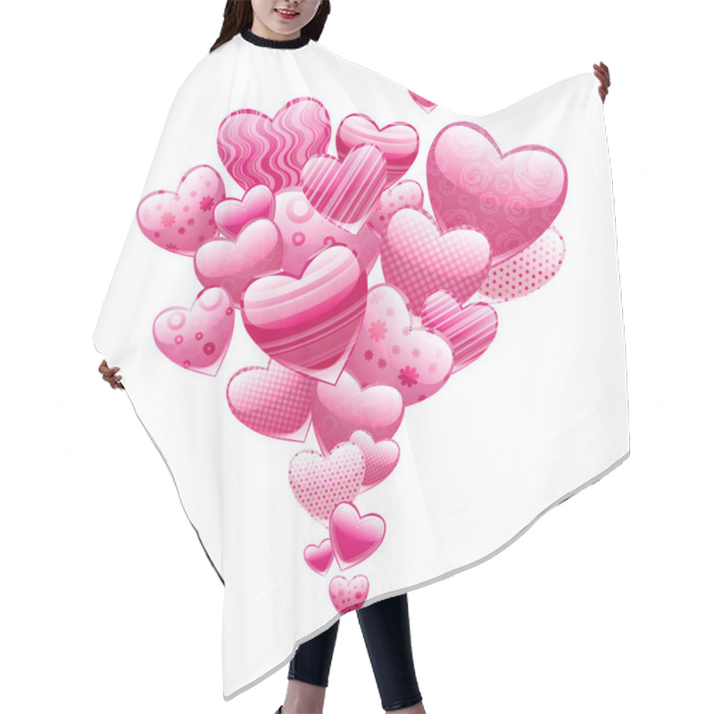 Personality  Abstract Flying Hearts. Vector Image. Hair Cutting Cape