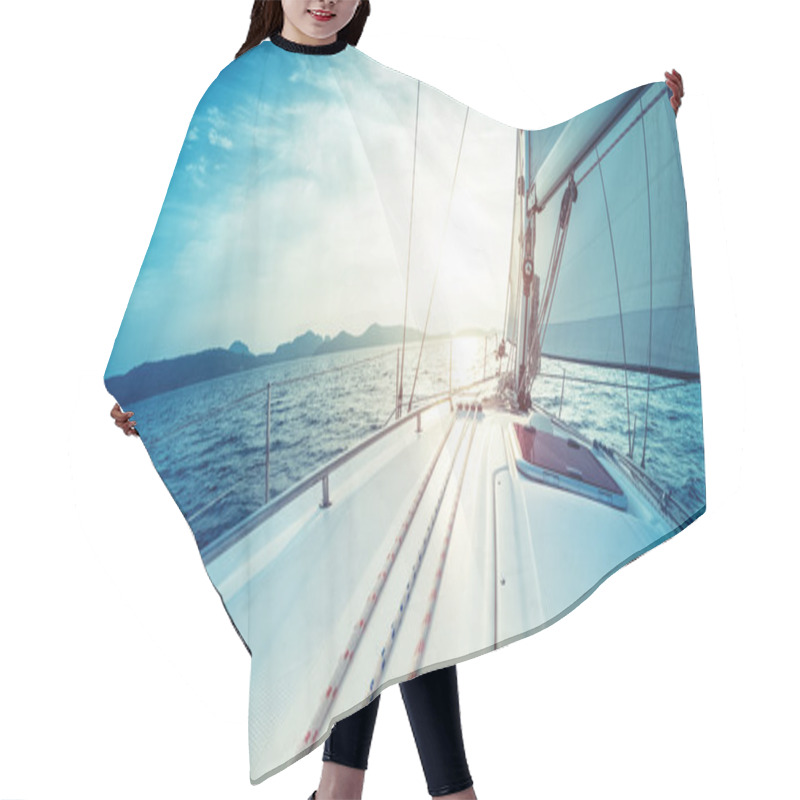 Personality  Sailing Boat Moving In The Sea Hair Cutting Cape