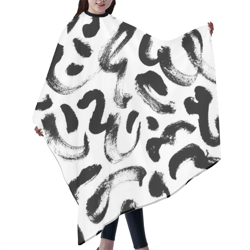 Personality  Curly Waves Hand Drawn Seamless Pattern.  Hair Cutting Cape