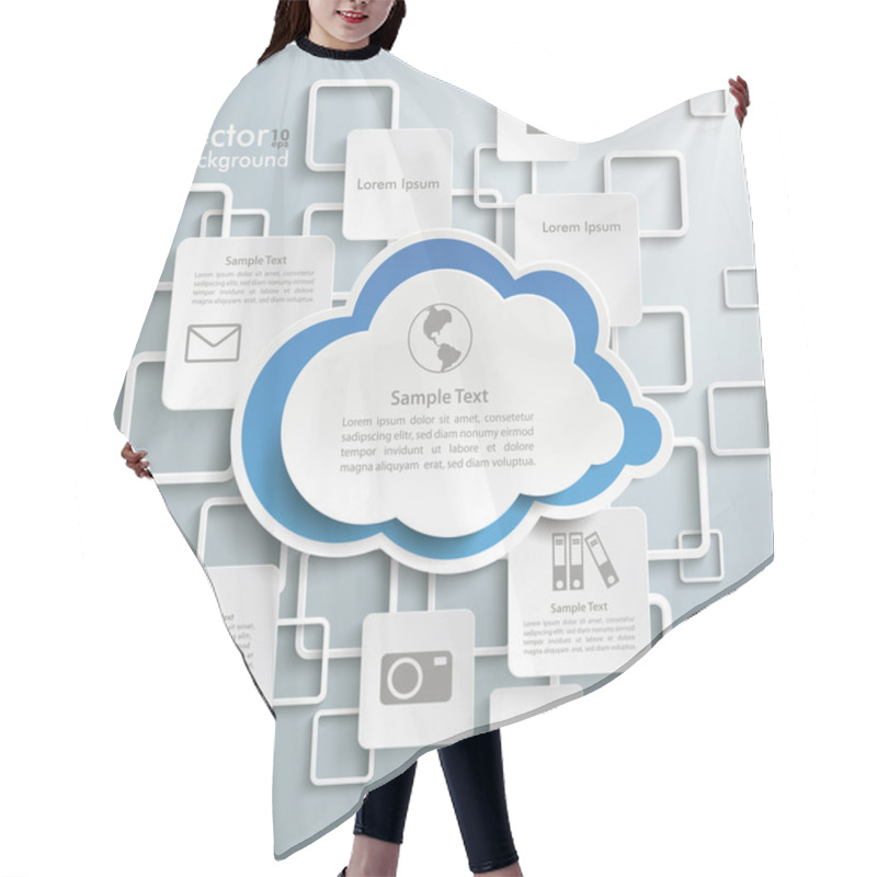 Personality  Blue Cloud White Rectangles Infographic Hair Cutting Cape