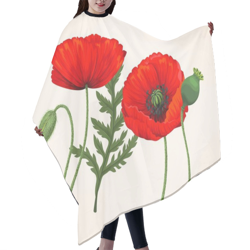 Personality  Set Of Poppies Hair Cutting Cape