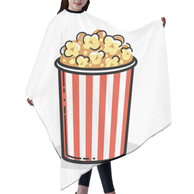 Personality  Popcorn vector cartoon style illustration isolated on white, watch movie in theater or TV at home. hair cutting cape