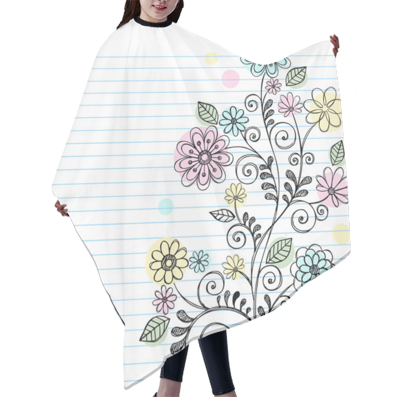 Personality  Flowers And Vines Sketchy Doodle Vector Hair Cutting Cape