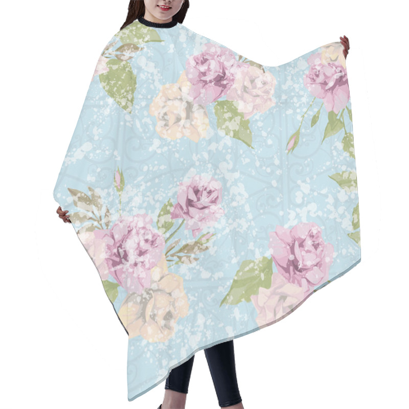 Personality  Seamless Floral Pattern With Roses Hair Cutting Cape