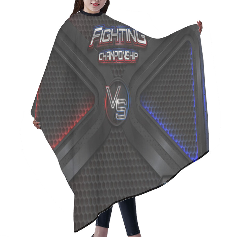 Personality  Versus Battle Fighting Realistic 3d Screen Banner With Modern Logo. Dark Versus Battle. MMA Concept - Fight Night, MMA, Boxing, Wrestling, Thai Boxing. Hair Cutting Cape