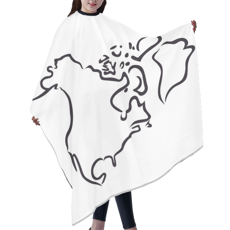 Personality  Black Abstract Outline Of North America Map Hair Cutting Cape