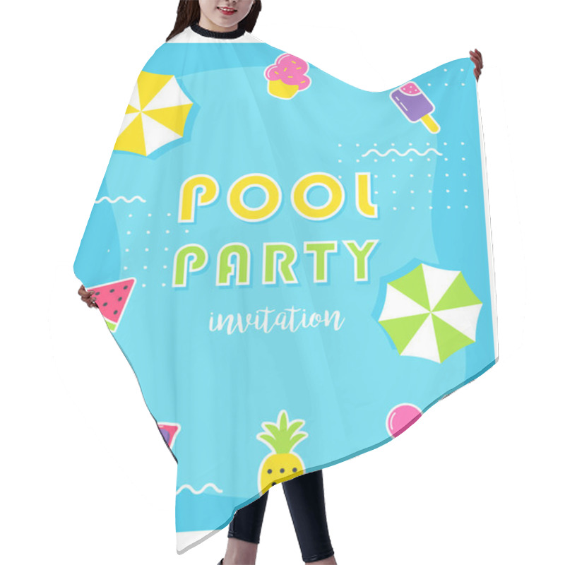 Personality  Summer Pool Party Poster Or Invitation Card. Hair Cutting Cape