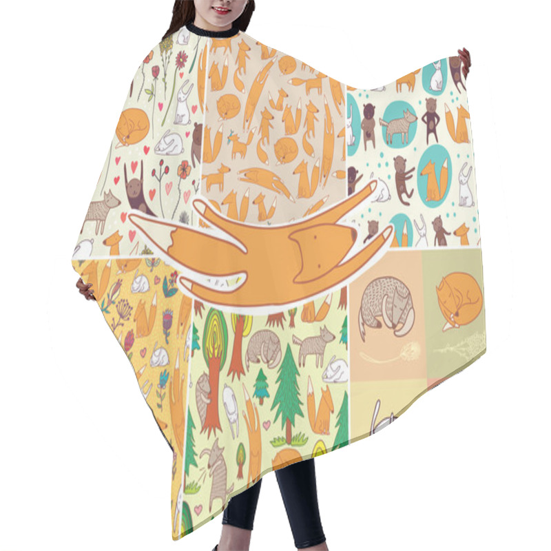 Personality  Seamless Pattern With Animals Hair Cutting Cape