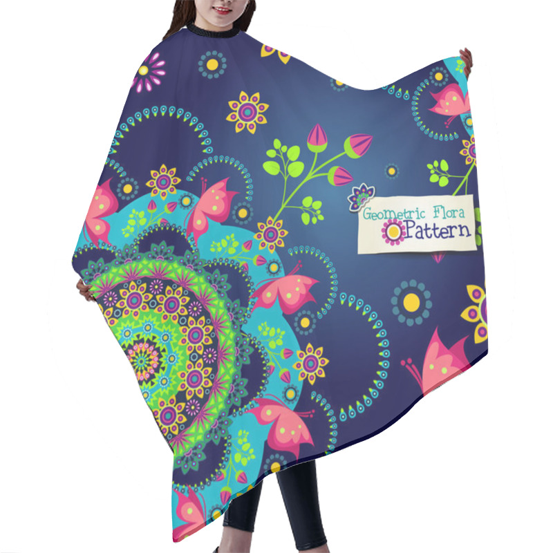 Personality  Geometric Floral Pattern And Butterflies Hair Cutting Cape