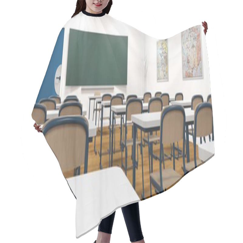 Personality  Back To School Empty Classroom 3D Rendering Hair Cutting Cape