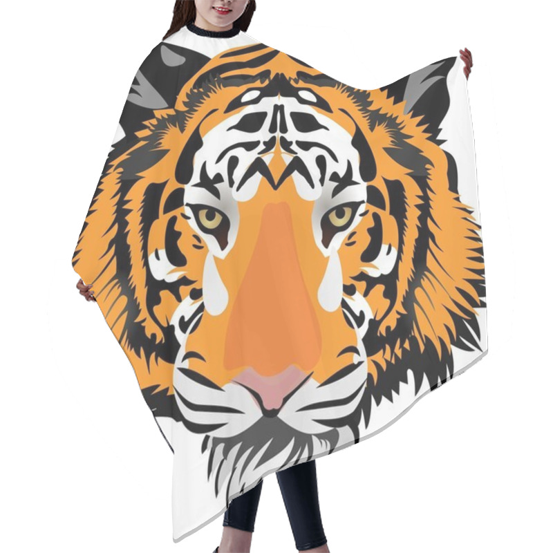 Personality  Tiger Head. Vector Hair Cutting Cape