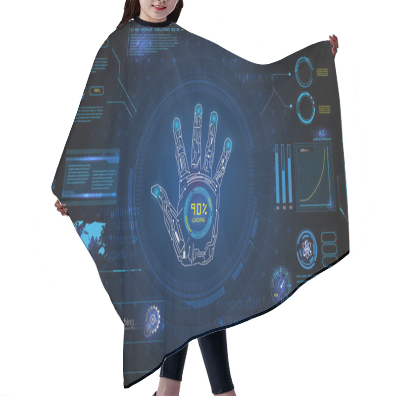 Personality  Futuristic Hand Scan Identify  Hair Cutting Cape