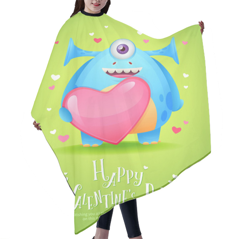 Personality  Cartoon Monster With A Heart Valentine Card Hair Cutting Cape