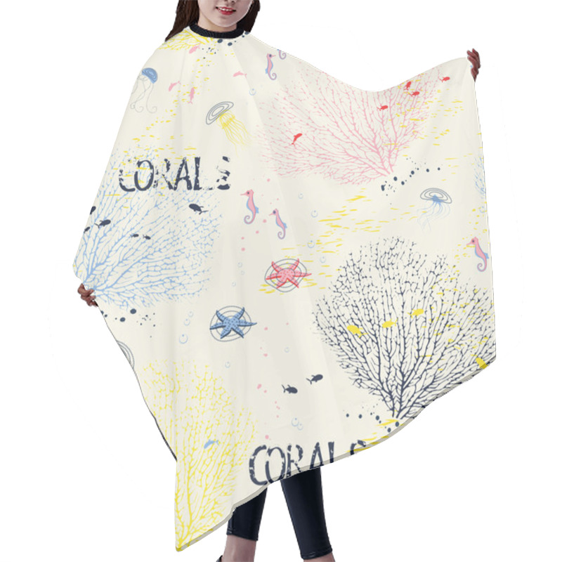 Personality  Corals Pattern Hair Cutting Cape