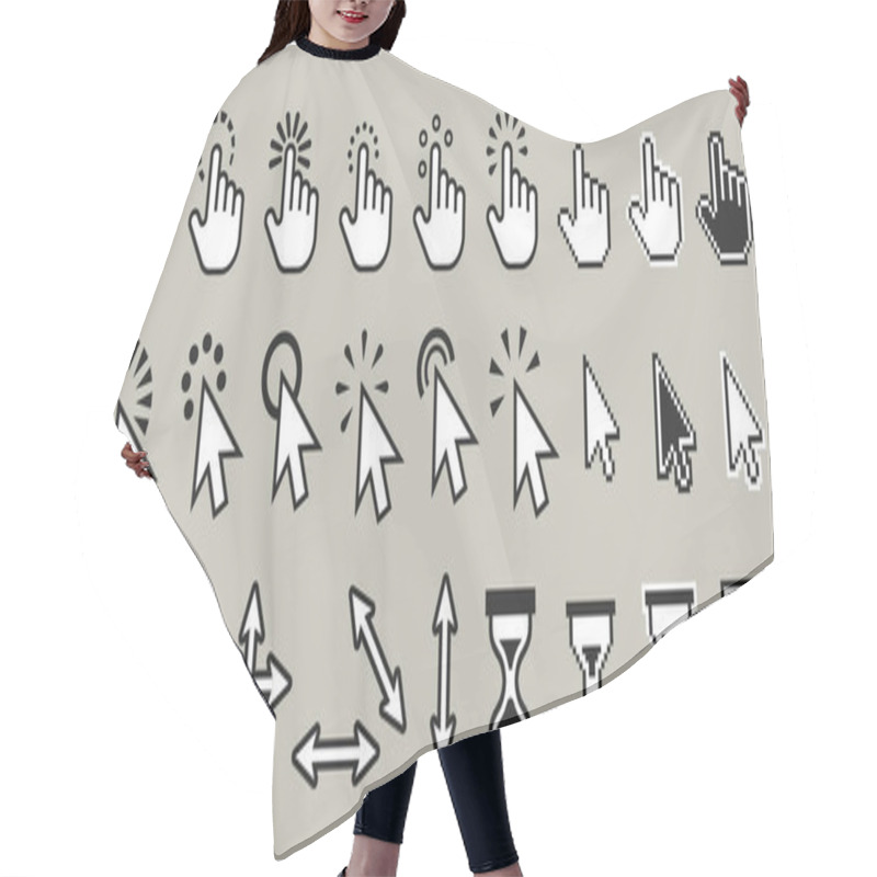 Personality  Set Of Pixel Computer Mouse Cursor Icons Hair Cutting Cape