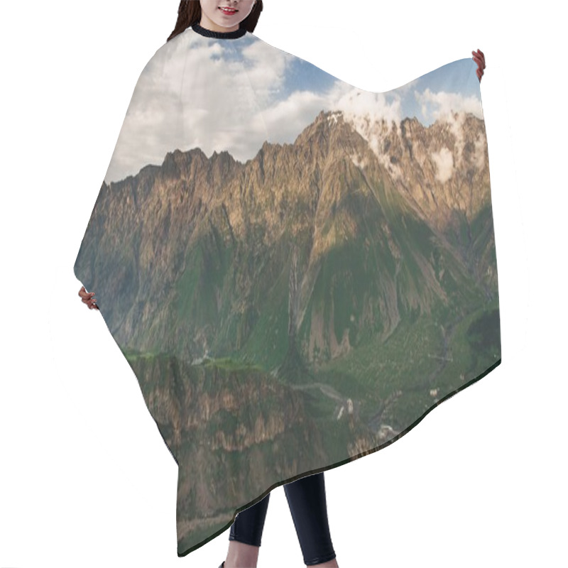 Personality  Green Mountains With Cloudy Sky Hair Cutting Cape