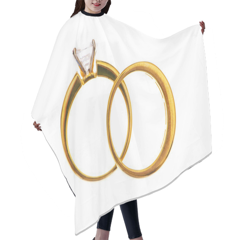 Personality  Two Wedding Rings Isolated Hair Cutting Cape