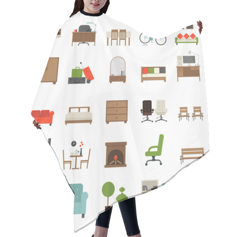 Personality  Furniture Icons Flat Design Hair Cutting Cape