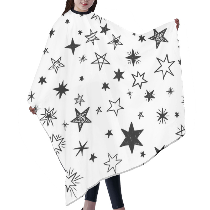 Personality  Seamless Pattern With Handdrawn Star Hair Cutting Cape