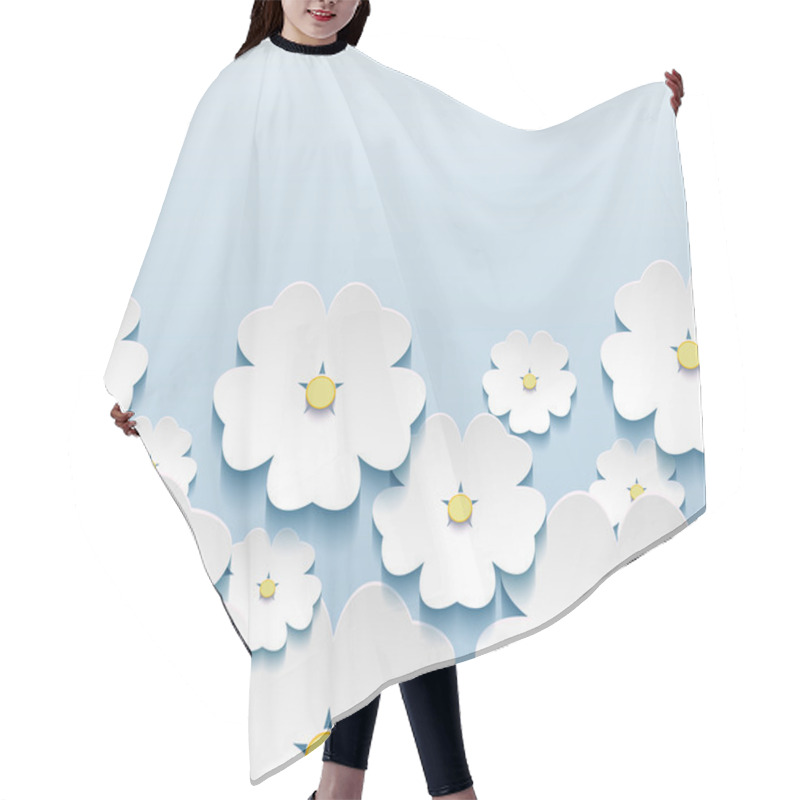 Personality  Beautiful Stylish Greeting Card With 3d Flowers Sakura Hair Cutting Cape