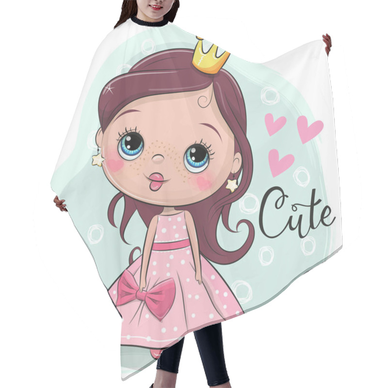 Personality  Greeting Card With Cute Cartoon Fairy Tale Princess On A Bluebackground Hair Cutting Cape