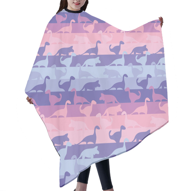 Personality  Seamless Striped Pattern With Dinosaurs In Cute Pinks And Purples Hair Cutting Cape