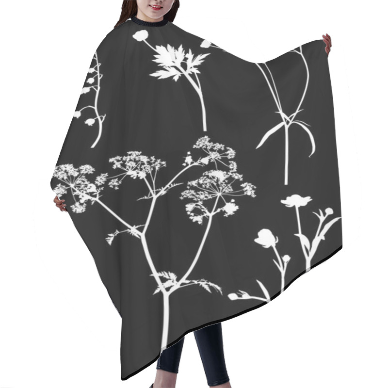 Personality  Wild Flowers Silhouettes Hair Cutting Cape