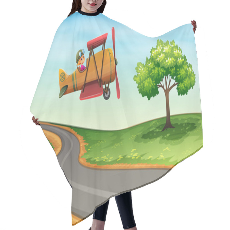 Personality  A Plane Above The Winding Road Hair Cutting Cape