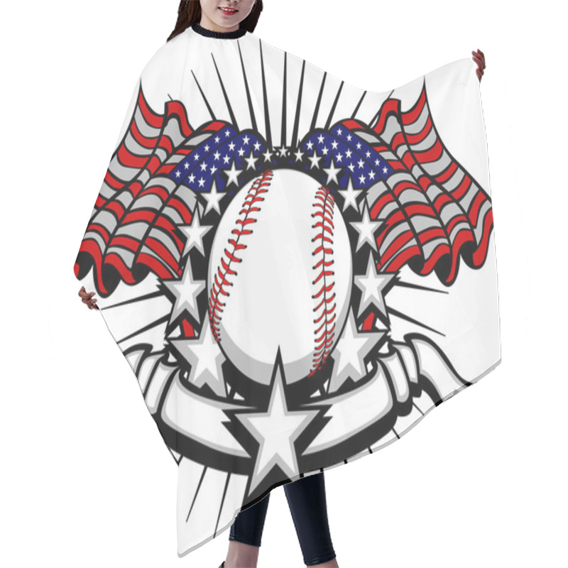 Personality  Baseball With Flags And Stars Hair Cutting Cape