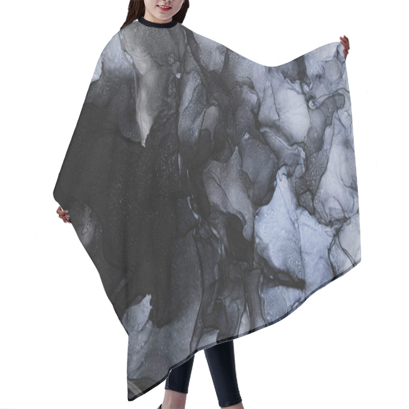 Personality  Abstract Black And Gray Ink Swirling In An Artistic Display. Hair Cutting Cape