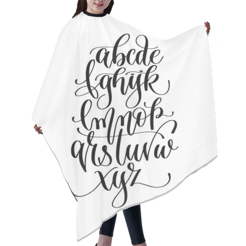 Personality  Black And White Hand Lettering Alphabet Design, Handwritten Brus Hair Cutting Cape