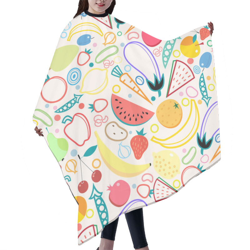 Personality  Seamless Pattern Fruits And Vegetables Hair Cutting Cape