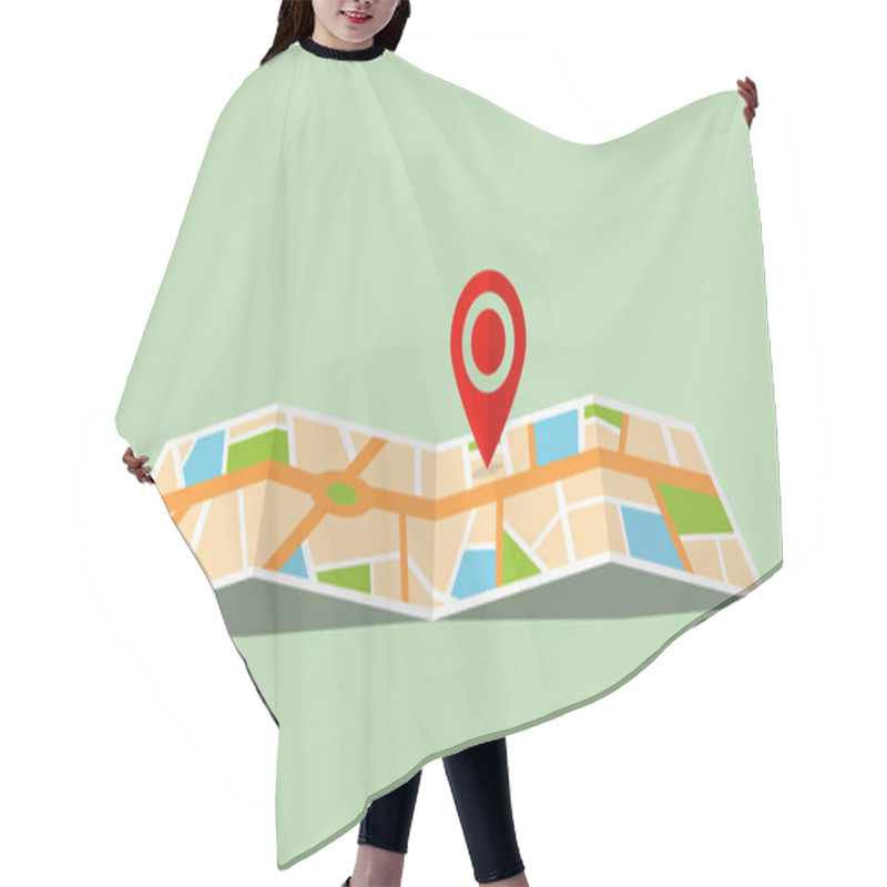 Personality  Map With Location Pin, Vector Illustration Hair Cutting Cape