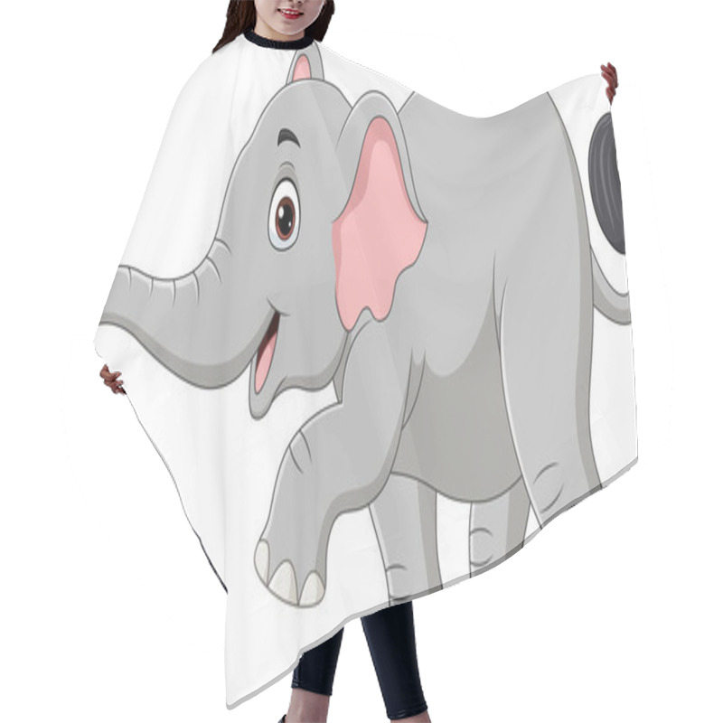 Personality   Vector Illustration Of Cartoon Elephant Isolated On White Background Hair Cutting Cape