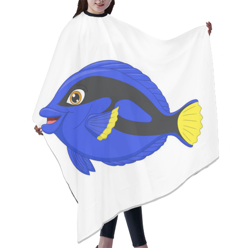 Personality  Vector Illustration Of Regal Blue Tang Cartoon On White Background Hair Cutting Cape