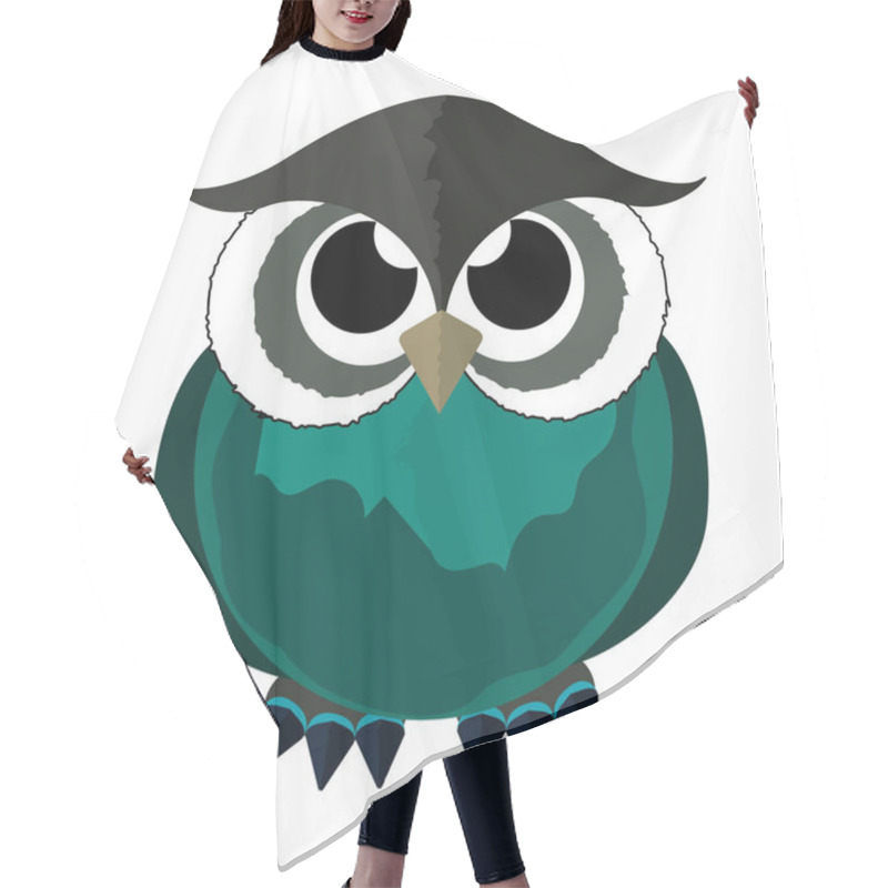 Personality  Owl In A Cartoon Style. Vector Image. Hair Cutting Cape