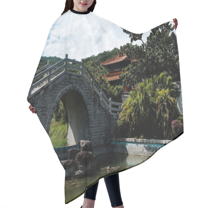 Personality  Traditional Asian Building And Bridge, China, Hainan Hair Cutting Cape