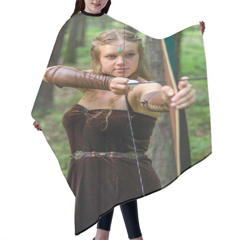 Personality  Young Lady Elf With A Long Bow Hair Cutting Cape