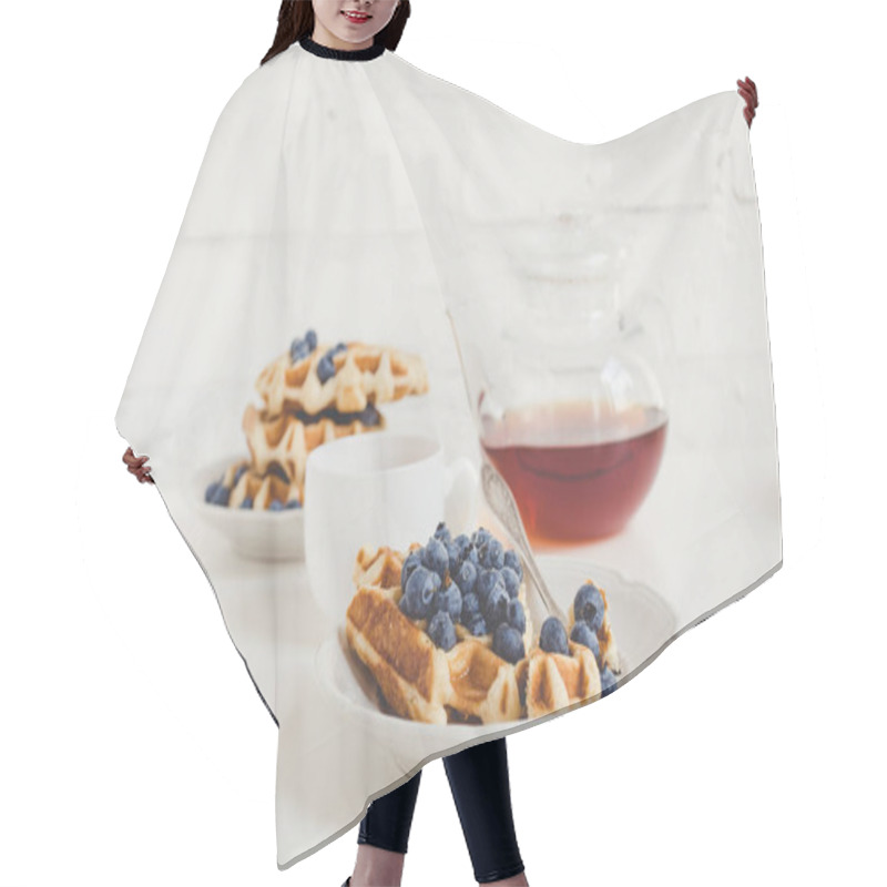 Personality  Waffles With Blueberries And Tea Hair Cutting Cape