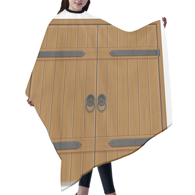 Personality  Old Wooden Door Vector Illustration Hair Cutting Cape