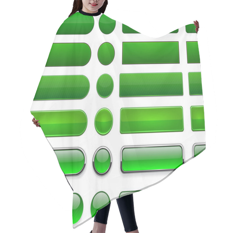 Personality  Green High-detailed Modern Web Buttons. Hair Cutting Cape