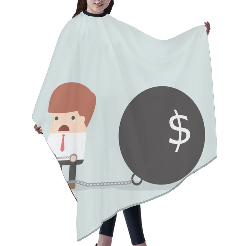 Personality  Businessman Locked In A Debt Ball And Chain, Debt Concept Hair Cutting Cape