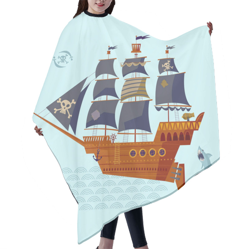 Personality  Pirate Ship. Nautical Collection. Vector Illustration Hair Cutting Cape