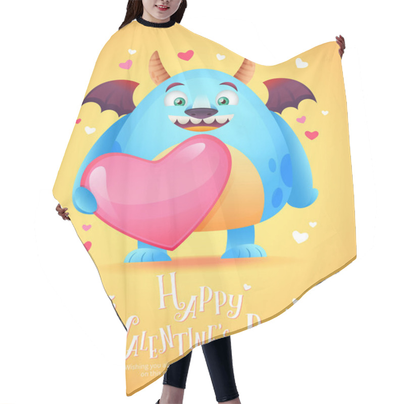 Personality  Cartoon Monster With A Heart Valentine Card Hair Cutting Cape