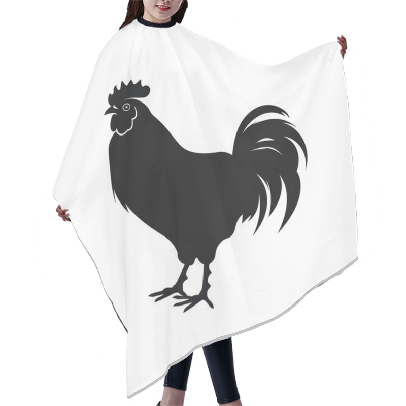 Personality  A Striking Silhouette Of A Rooster Showcasing Its Distinctive Features And Proud Stance. Hair Cutting Cape