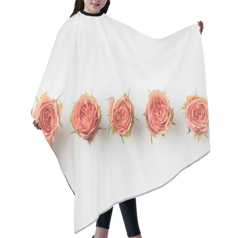 Personality  Hand Touching Pink Rose Buds Hair Cutting Cape