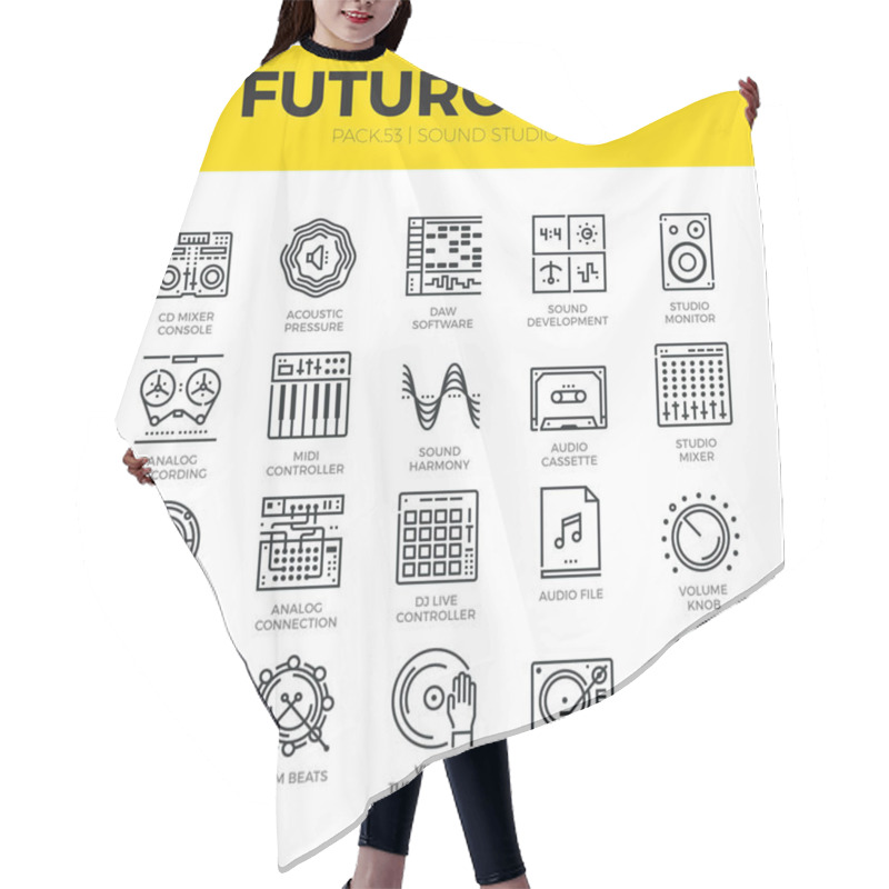 Personality  Sound Studio Futuro Line Icons Hair Cutting Cape