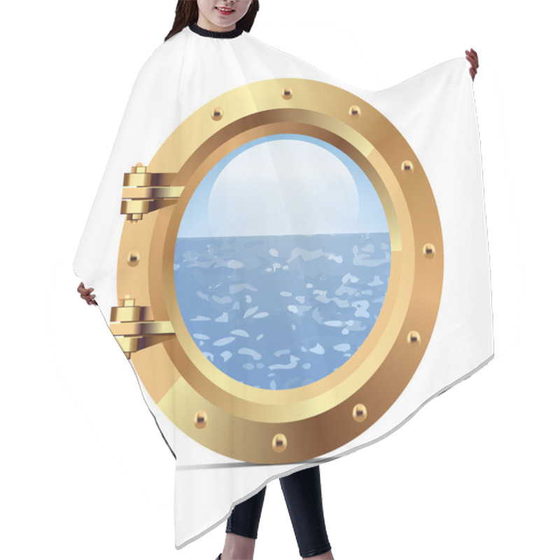 Personality  Ship Metal Porthole On White Background Hair Cutting Cape