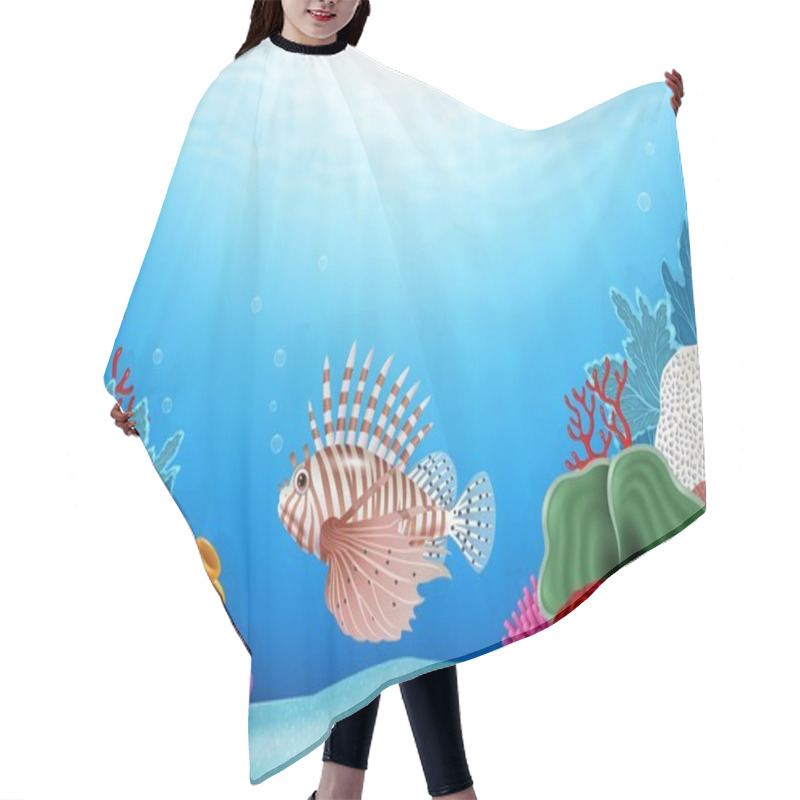 Personality  Cartoon Scorpion Fish With Beautiful Underwater World Hair Cutting Cape